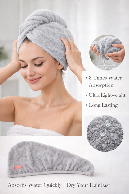 Hair Towel Wrap for Women Super Absorbent Quick Dry Hair (Pack of 2)