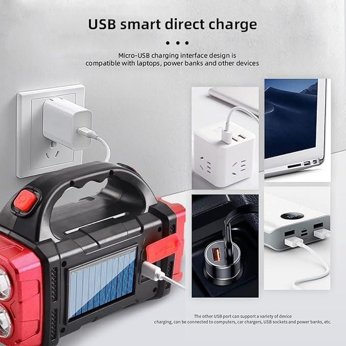 Multifunctional Solar Waterproof Flashlight with USB Charging