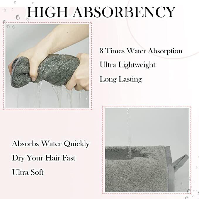 Hair Towel Wrap for Women Super Absorbent Quick Dry Hair (Pack of 2)