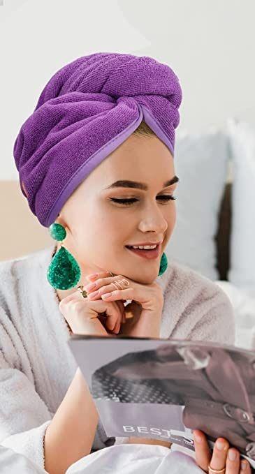 Hair Towel Wrap for Women Super Absorbent Quick Dry Hair (Pack of 2)
