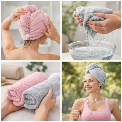 Hair Towel Wrap for Women Super Absorbent Quick Dry Hair (Pack of 2)