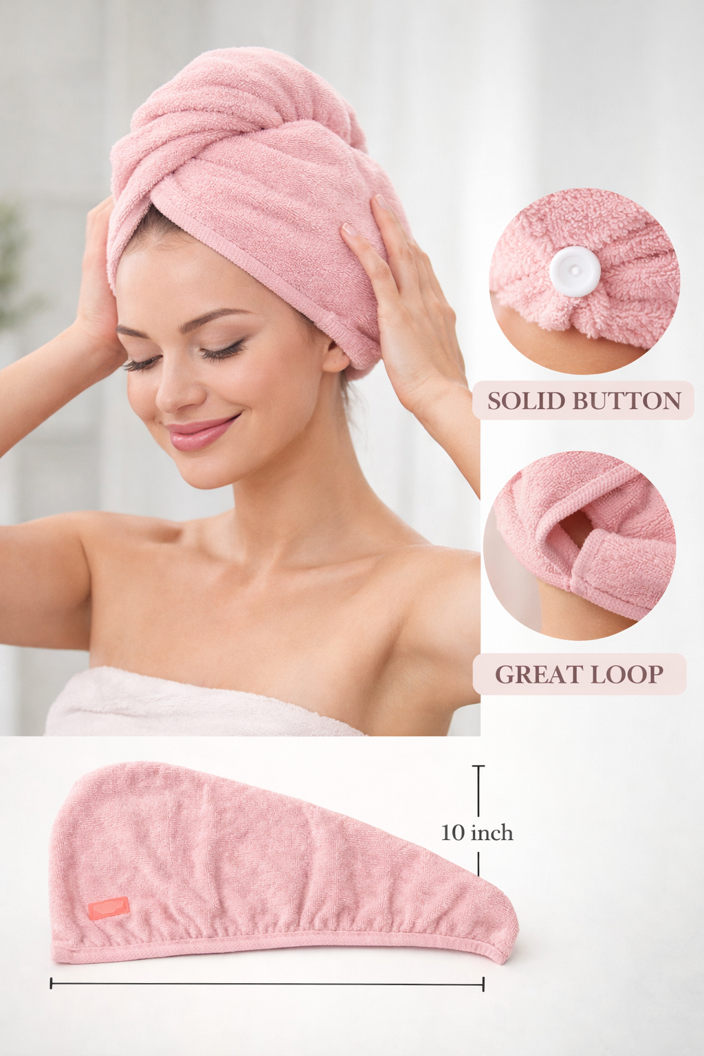 Hair Towel Wrap for Women Super Absorbent Quick Dry Hair (Pack of 2)